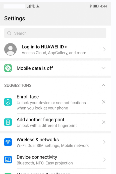 mobile settings